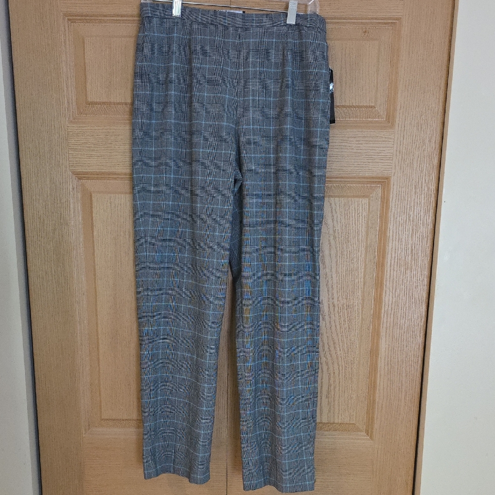 Requirements Women's Gray Plaid‎ With Light Blue Dress Pants